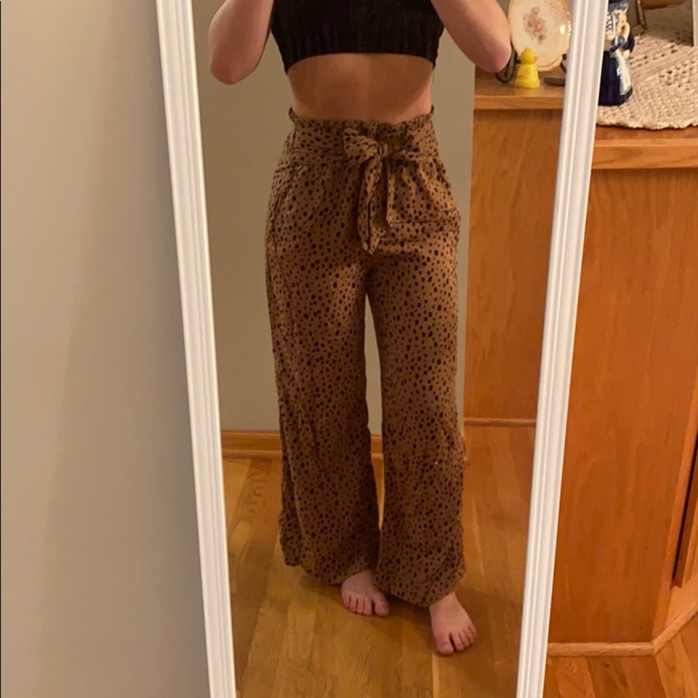 CHEETAH PRINT WIDE LEG PANTS